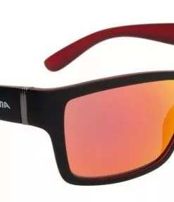 Alpina Sonnenbrille Kacey Schwarz Matt Rot Glas Rot Verspiegelt S3