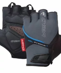 Chiba Handschuh Gel Premium Kurz Grau Blau Größe M